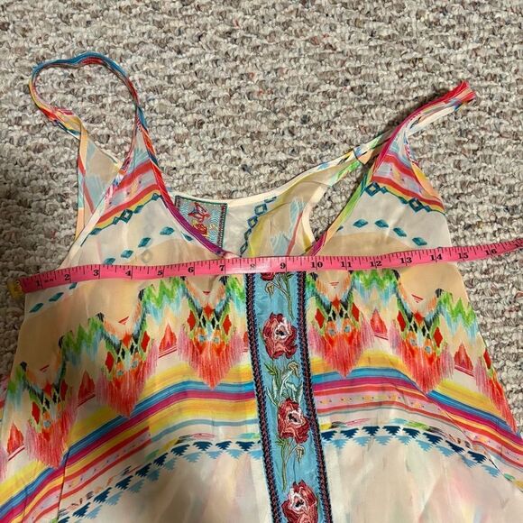 JOHNNY WAS Taleah Ribbon-Trim Georgette Tent Swing Dress Rose Beach- Size XS - Picture 11 of 11